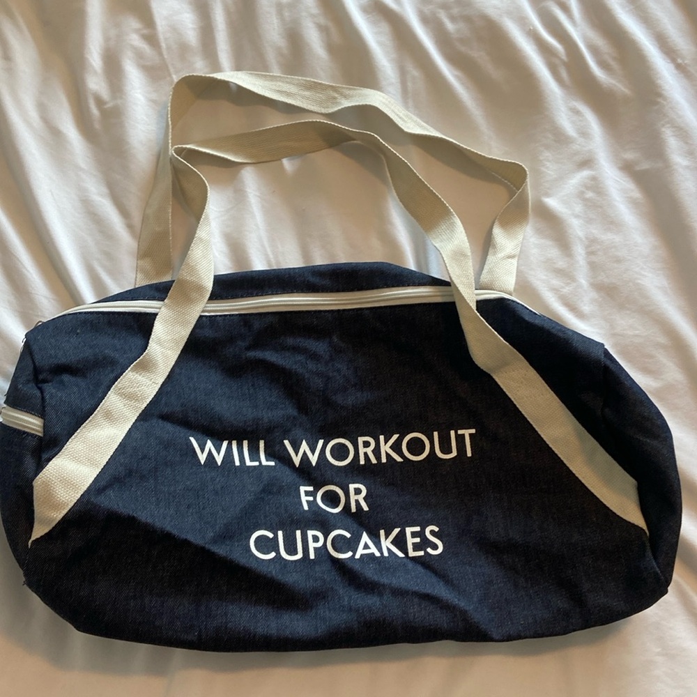 PRIVATE PARTY Will Workout for Cupcakes Denim Duffel Bag